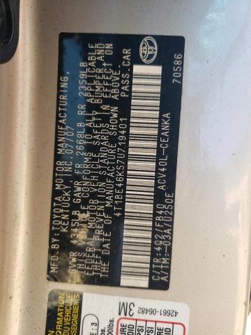 Photo 10 from auction – 2007 TOYOTA CAMRY CE with VIN 4T1BE46K57U719401