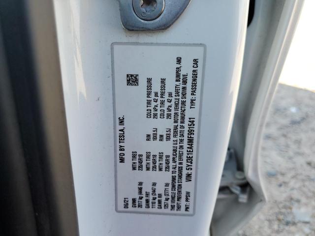 Photo 10 from auction – 2021 TESLA MODEL 3 with VIN 5YJ3E1EA4MF991541