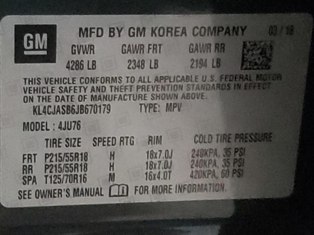 Photo 10 from auction – 2018 BUICK ENCORE PRE with VIN KL4CJASB6JB670179