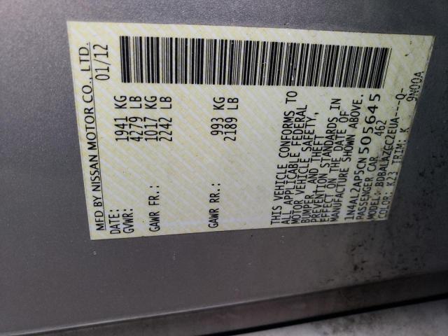 Photo 10 from auction – 2012 NISSAN ALTIMA BAS with VIN 1N4AL2AP5CN505645