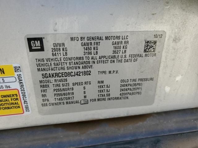 Photo 10 from auction – 2012 BUICK ENCLAVE with VIN 5GAKRCED8CJ421802