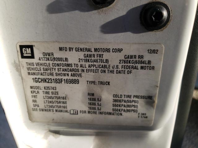 Photo 10 from auction – 2003 CHEVROLET SILVERADO with VIN 1GCHK23183F169889