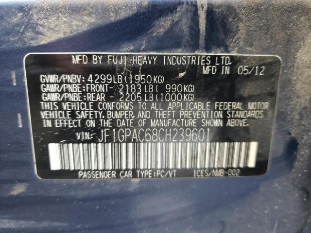 Photo 10 from auction – 2012 SUBARU IMPREZA PR with VIN JF1GPAC68CH239601
