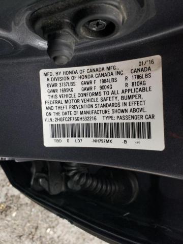 Photo 10 from auction – 2016 HONDA CIVIC EX with VIN 2HGFC2F76GH532216