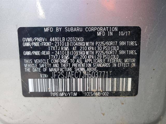 Photo 10 from auction – 2018 SUBARU FORESTER 2 with VIN JF2SJAEC7JH503771
