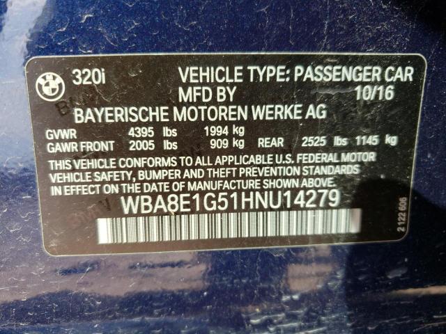 Photo 10 from auction – 2017 BMW 320 I with VIN WBA8E1G51HNU14279