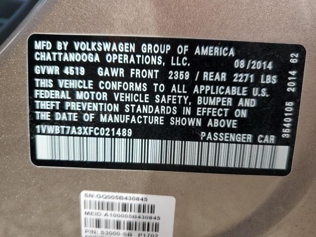 Photo 10 from auction – 2015 VOLKSWAGEN PASSAT SE with VIN 1VWBT7A3XFC021489
