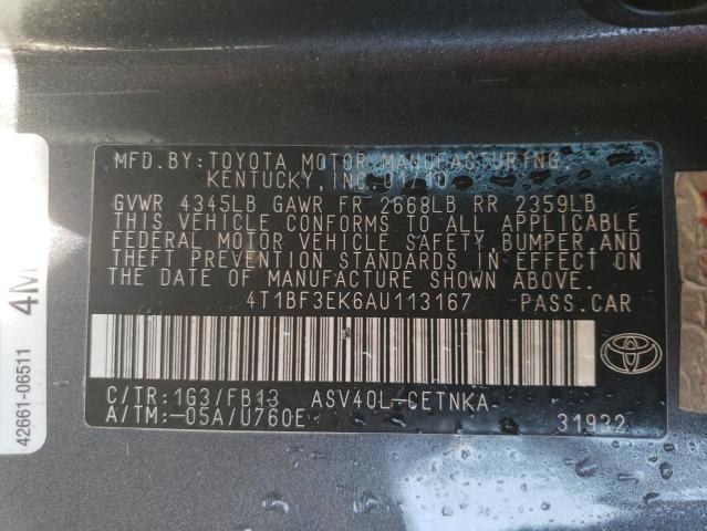 Photo 10 from auction – 2010 TOYOTA CAMRY BASE with VIN 4T1BF3EK6AU113167