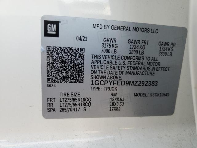 Photo 10 from auction – 2021 CHEVROLET SILVERADO with VIN 1GCPYFED9MZ292383