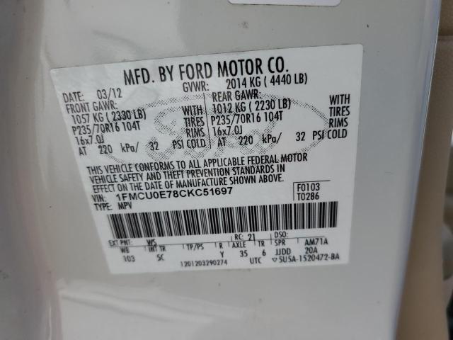 Photo 10 from auction – 2012 FORD ESCAPE LIM with VIN 1FMCU0E78CKC51697