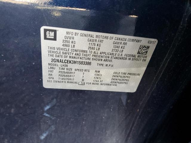 Photo 10 from auction – 2017 CHEVROLET EQUINOX LT with VIN 2GNALCEK3H1583386