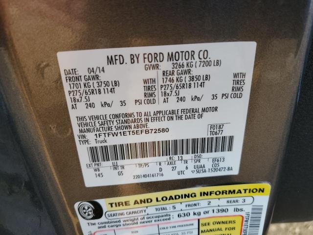 Photo 10 from auction – 2014 FORD F150 SUPER with VIN 1FTFW1ET5EFB72580