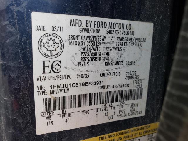 Photo 10 from auction – 2011 FORD EXPEDITION with VIN 1FMJU1G51BEF33931