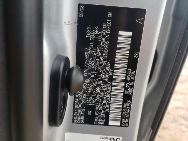 Photo 10 from auction – 2008 LEXUS GX 470 with VIN JTJBT20X380168233