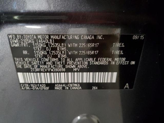 Photo 10 from auction – 2015 TOYOTA RAV4 XLE with VIN 2T3RFREV1FW390898