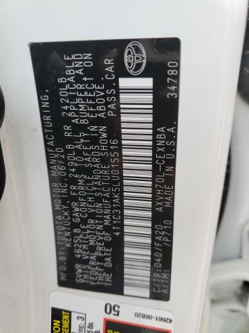Photo 10 from auction – 2020 TOYOTA CAMRY LE with VIN 4T1C31AK5LU015516