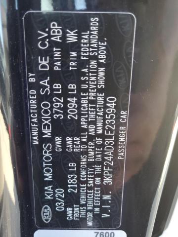 Photo 10 from auction – 2020 KIA FORTE FE with VIN 3KPF24AD3LE235940