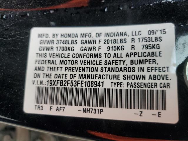 Photo 10 from auction – 2015 HONDA CIVIC LX with VIN 19XFB2F53FE108941
