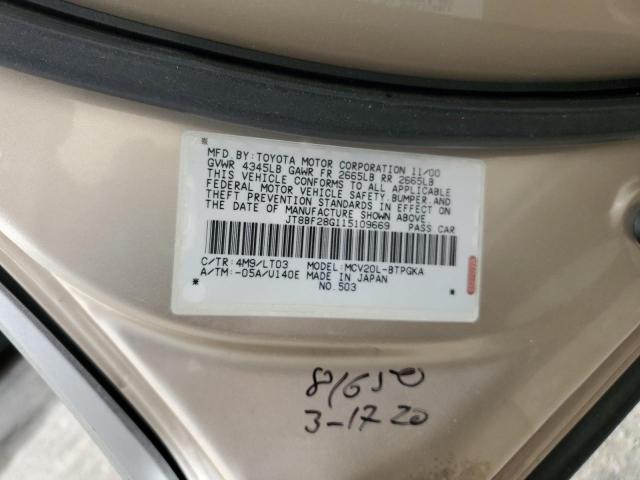 Photo 10 from auction – 2001 LEXUS ES 300 with VIN JT8BF28G115109669