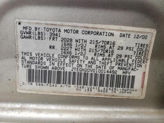 Photo 10 from auction – 2001 TOYOTA RAV4 with VIN JTEGH20V010014492