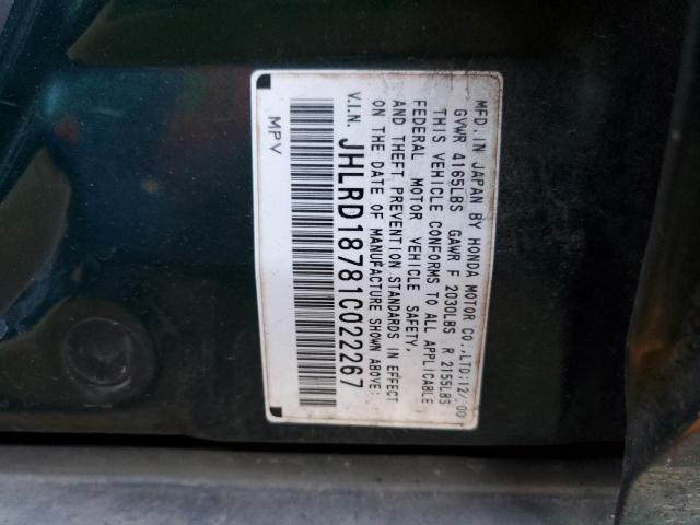 Photo 10 from auction – 2001 HONDA CR-V SE with VIN JHLRD18781C022267