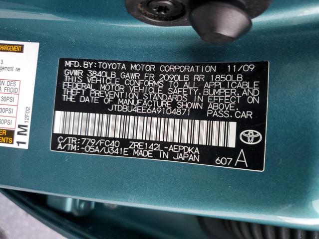 Photo 10 from auction – 2010 TOYOTA COROLLA BA with VIN JTDBU4EE6A9104871