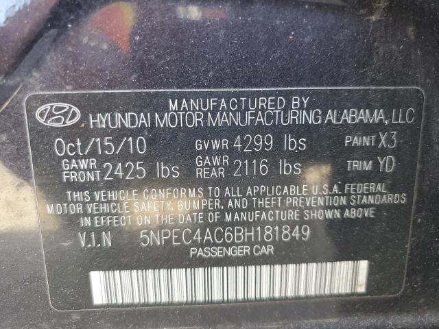 Photo 10 from auction – 2011 HYUNDAI SONATA SE with VIN 5NPEC4AC6BH181849