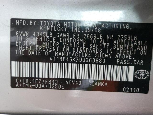 Photo 10 from auction – 2009 TOYOTA CAMRY BASE with VIN 4T1BE46K79U360880