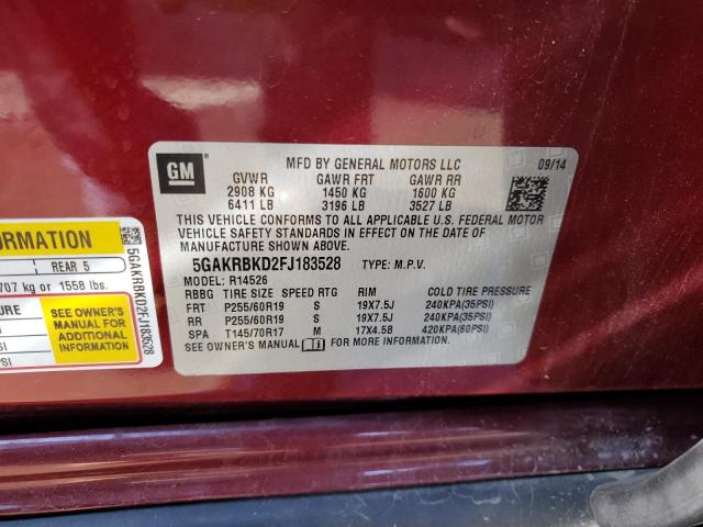 Photo 10 from auction – 2015 BUICK ENCLAVE with VIN 5GAKRBKD2FJ183528
