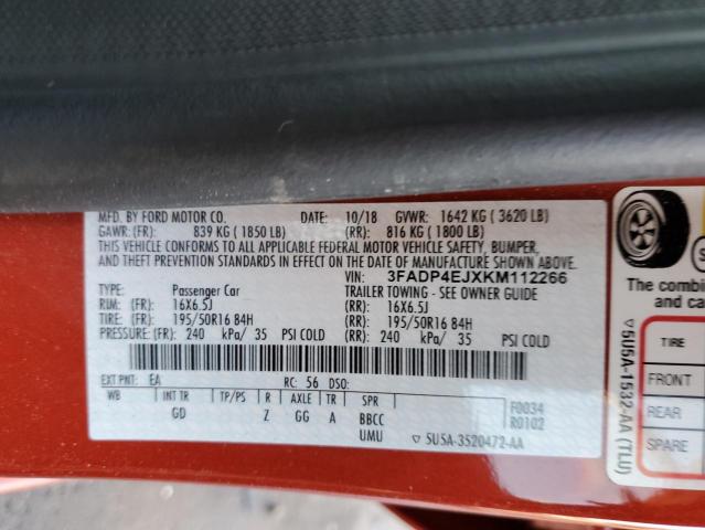 Photo 10 from auction – 2019 FORD FIESTA SE with VIN 3FADP4EJXKM112266