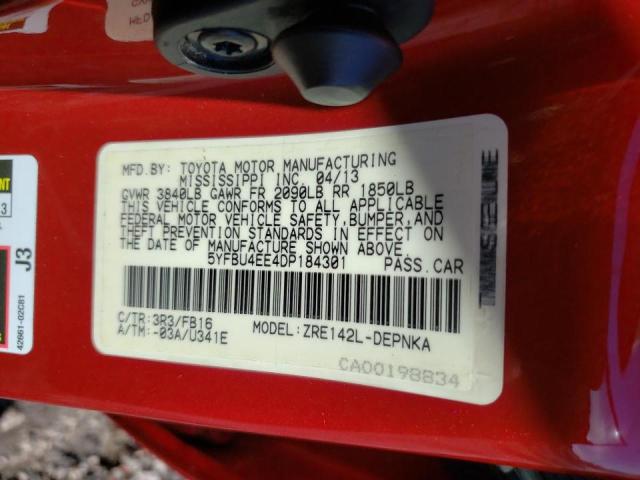 Photo 10 from auction – 2013 TOYOTA COROLLA BA with VIN 5YFBU4EE4DP184301