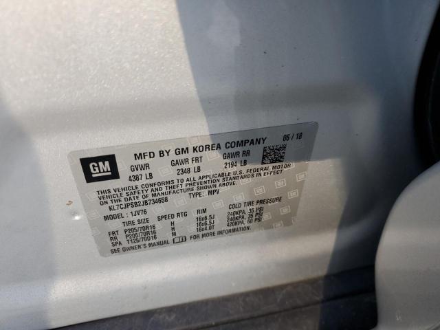 Photo 10 from auction – 2018 CHEVROLET TRAX 1LT with VIN KL7CJPSB2JB734658