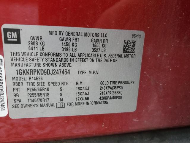 Photo 10 from auction – 2013 GMC ACADIA SLE with VIN 1GKKRPKD9DJ247464