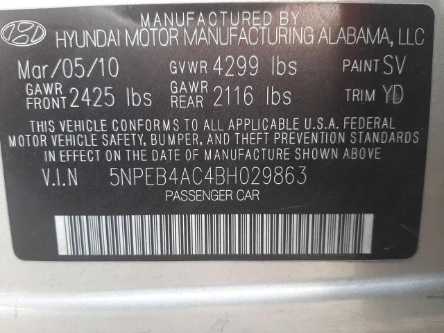 Photo 10 from auction – 2011 HYUNDAI SONATA GLS with VIN 5NPEB4AC4BH029863