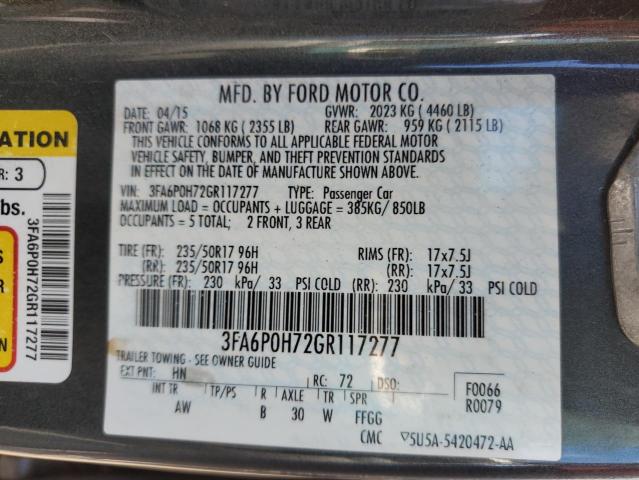 Photo 10 from auction – 2016 FORD FUSION SE with VIN 3FA6P0H72GR117277