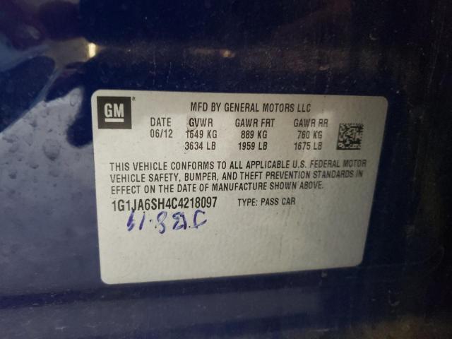 Photo 10 from auction – 2012 CHEVROLET SONIC LS with VIN 1G1JA6SH4C4218097