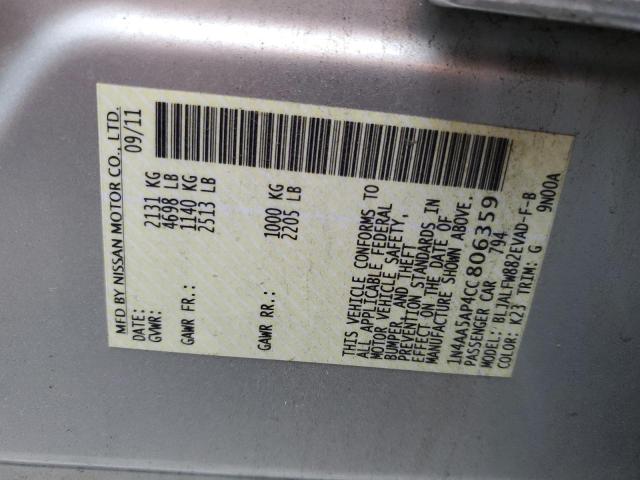 Photo 10 from auction – 2012 NISSAN MAXIMA S with VIN 1N4AA5AP4CC806359