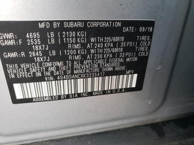 Photo 10 from auction – 2019 SUBARU OUTBACK 2. with VIN 4S4BSANCXK3235417