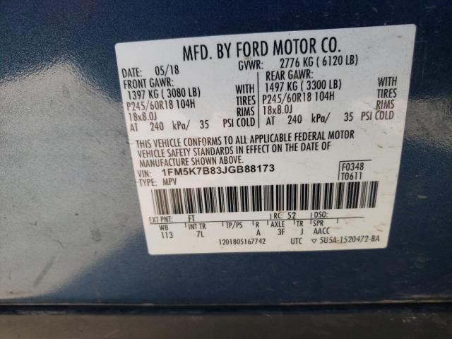 Photo 10 from auction – 2018 FORD EXPLORER with VIN 1FM5K7B83JGB88173