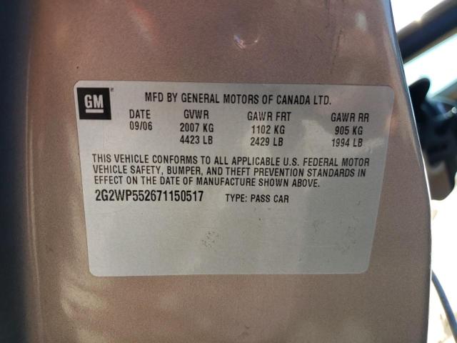 Photo 10 from auction – 2007 PONTIAC GRAND PRIX with VIN 2G2WP552671150517
