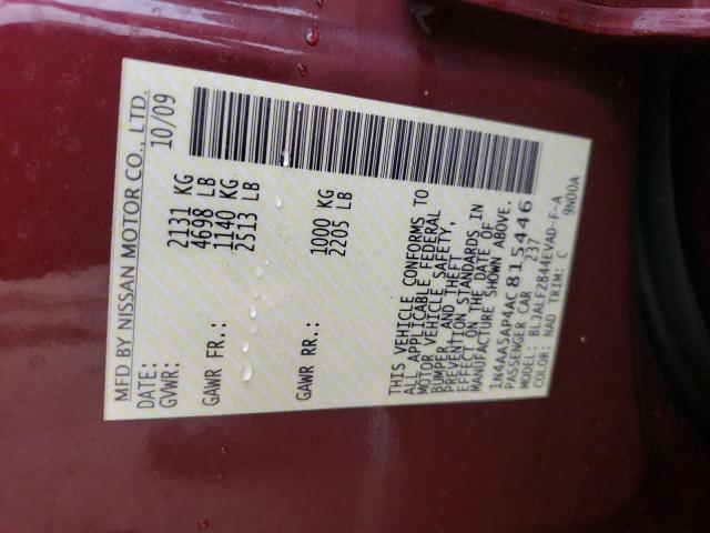Photo 10 from auction – 2010 NISSAN MAXIMA S with VIN 1N4AA5AP4AC815446