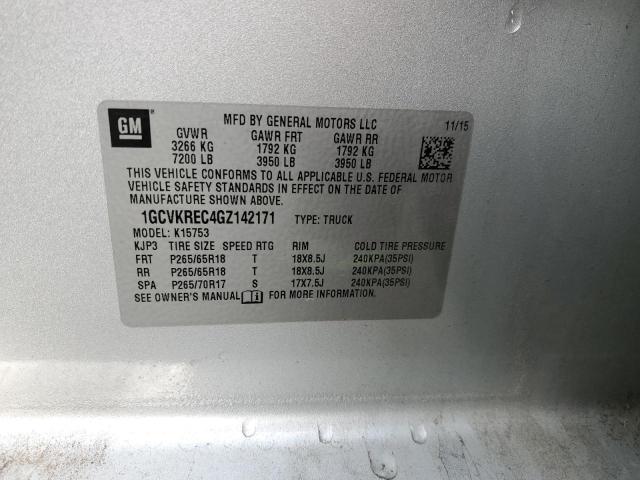 Photo 10 from auction – 2016 CHEVROLET SILVERADO with VIN 1GCVKREC4GZ142171