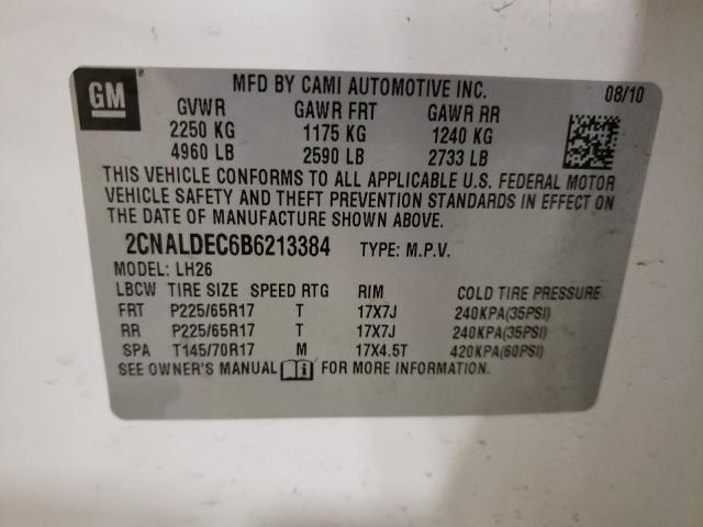 Photo 10 from auction – 2011 CHEVROLET EQUINOX LT with VIN 2CNALDEC6B6213384