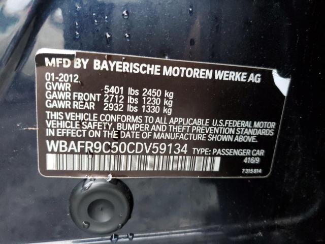 Photo 10 from auction – 2012 BMW 550 I with VIN WBAFR9C50CDV59134