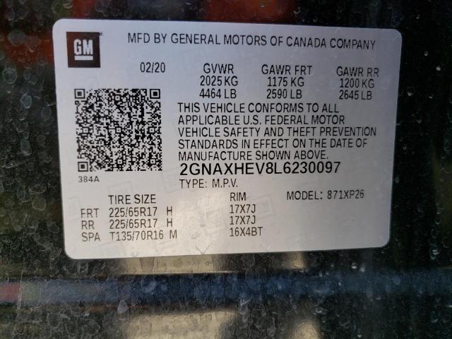 Photo 10 from auction – 2020 CHEVROLET EQUINOX LS with VIN 2GNAXHEV8L6230097