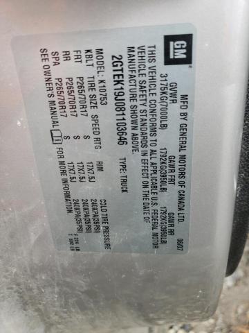 Photo 10 from auction – 2008 GMC SIERRA K15 with VIN 2GTEK19J081103646