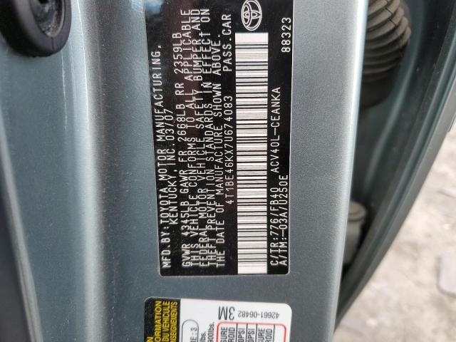 Photo 10 from auction – 2007 TOYOTA CAMRY CE with VIN 4T1BE46KX7U674083