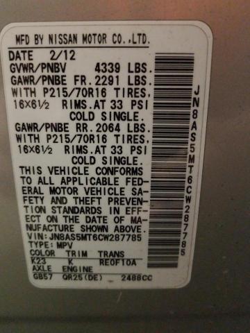 Photo 10 from auction – 2012 NISSAN ROGUE S with VIN JN8AS5MT6CW287785