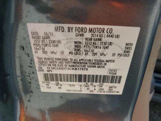 Photo 10 from auction – 2012 FORD ESCAPE XLT with VIN 1FMCU0D73CKB17679