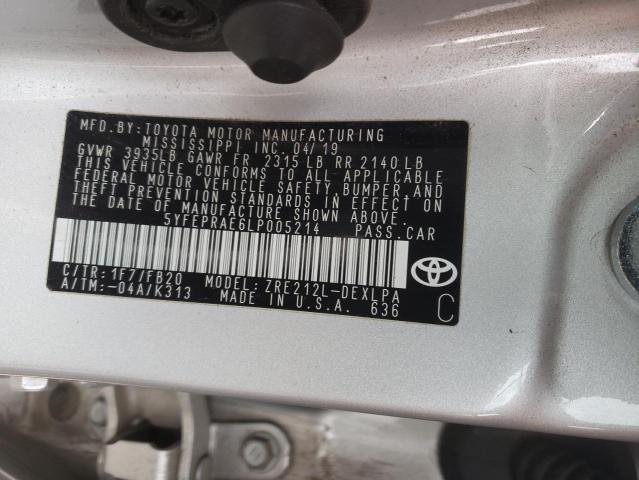 Photo 10 from auction – 2020 TOYOTA COROLLA LE with VIN 5YFEPRAE6LP005214